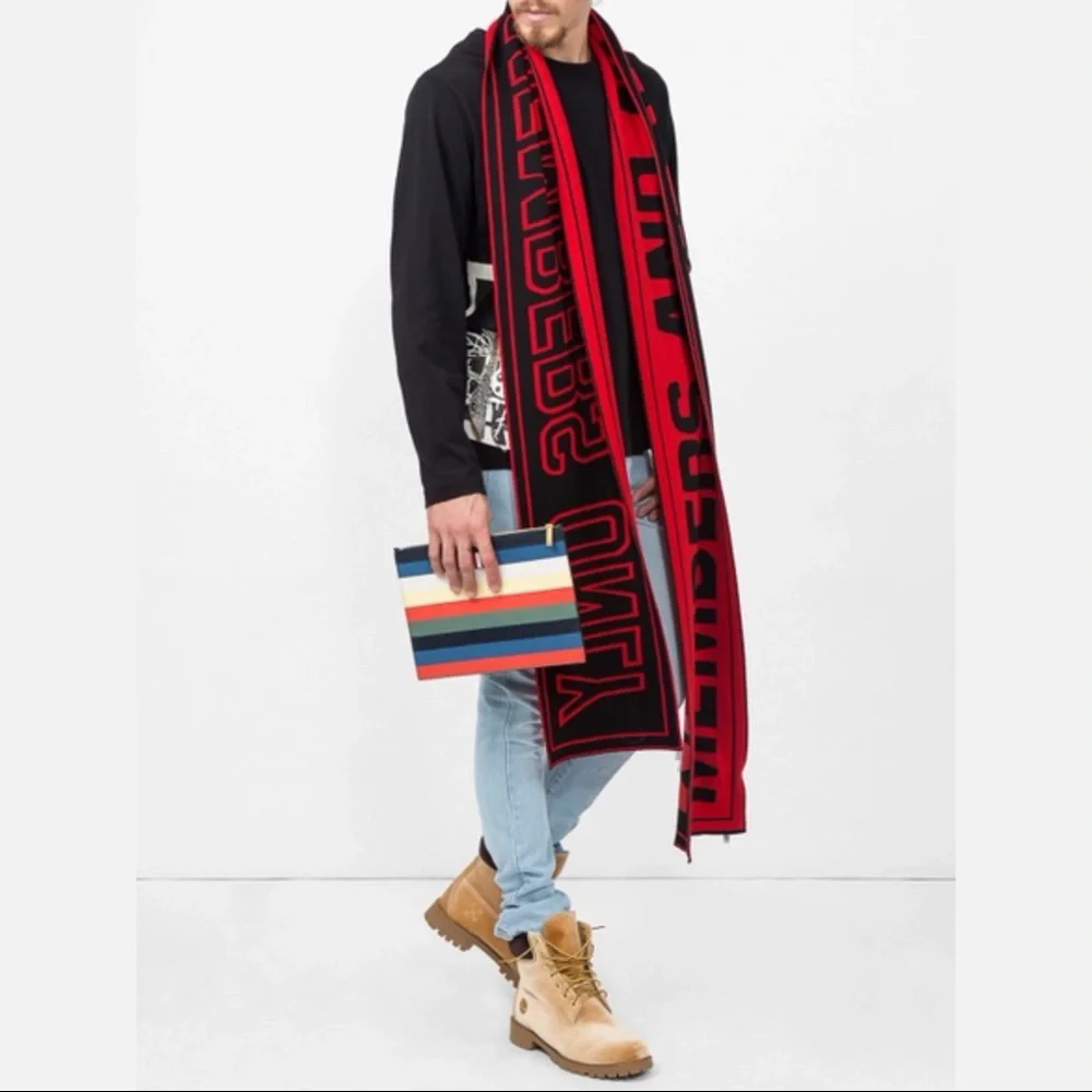 NWT Armani Exchange Scarlet Sega Logo Red & Black Scarf